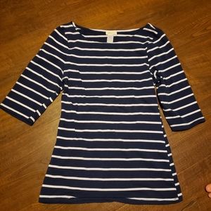 Navy & White Stripped 3/4 sleeve Love Cuture top
